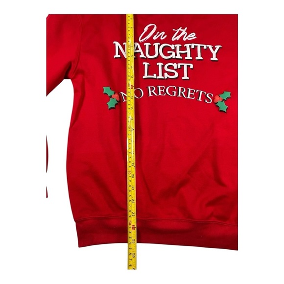 Women’s Christmas Naughty List Graphic Pullover Sweatshirt Long Sleeves, Sz XXS - Picture 3 of 10
